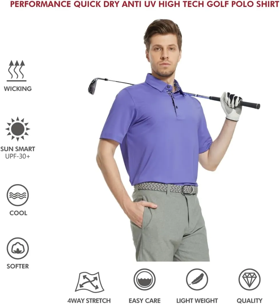 Mens Polo Shirts Short and Long Sleeve Casual Solid Stylish Dry Fit Performance Designed Collared Golf Polo Shirts for Men
