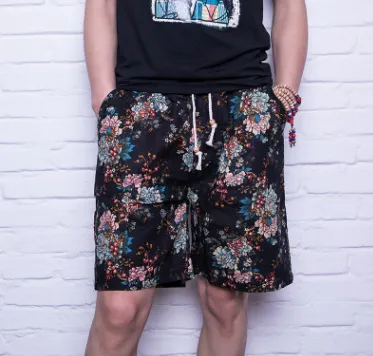 Men's Printed Linen Beach Shorts