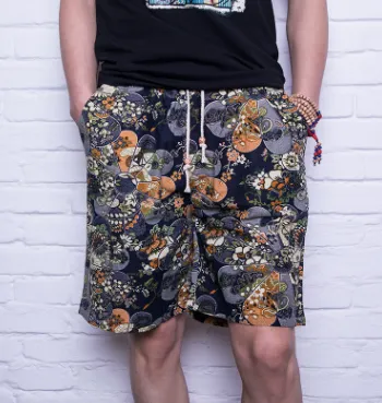Men's Printed Linen Beach Shorts