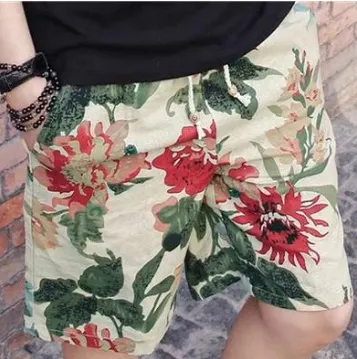 Men's Printed Linen Beach Shorts
