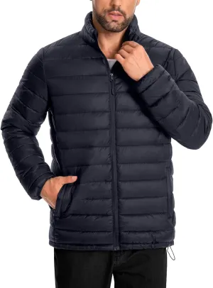Men's Puffer Jacket Lightweight Warm Winter Jackets for Men Windproof Insulated Puffy Coat with 3 Pockets