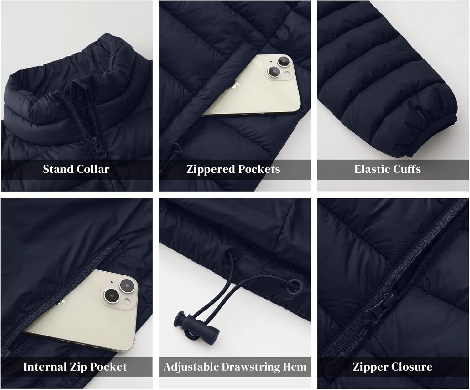 Men's Puffer Jacket Lightweight Warm Winter Jackets for Men Windproof Insulated Puffy Coat with 3 Pockets