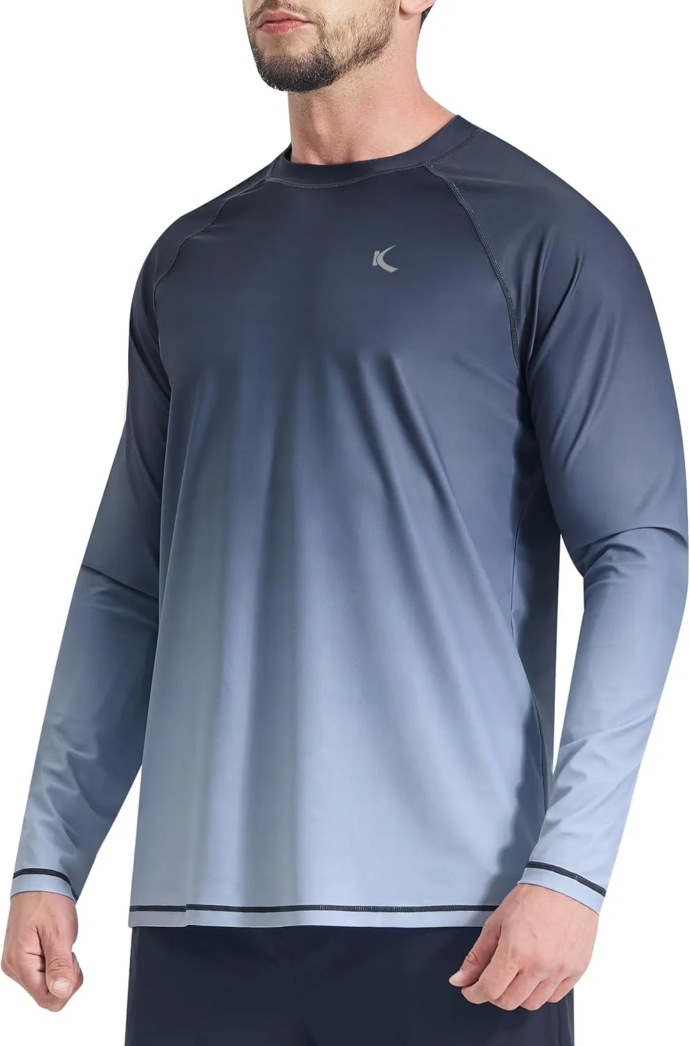 Mens Rash Guard UPF 50  Swim Shirts UV Sun Protection T-Shirt Quick Dry Long Sleeve Beach Shirts for Fishing