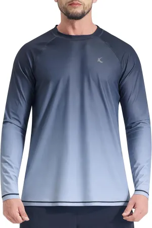 Mens Rash Guard UPF 50  Swim Shirts UV Sun Protection T-Shirt Quick Dry Long Sleeve Beach Shirts for Fishing