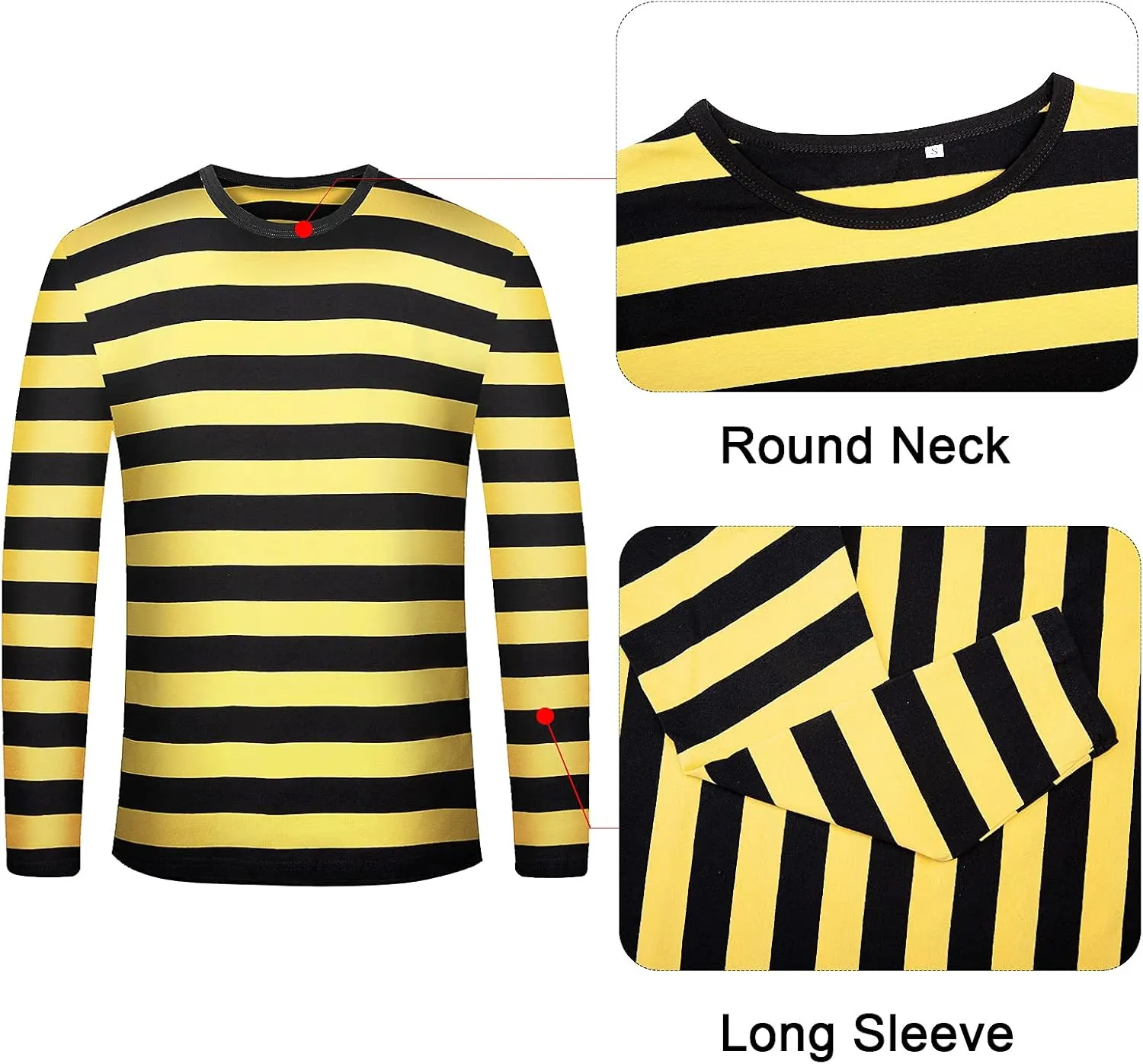 Men's Red White Striped Shirt Waldo Costume Halloween Robber Costume Pugsley Addams Black White Striped T-Shirt Top