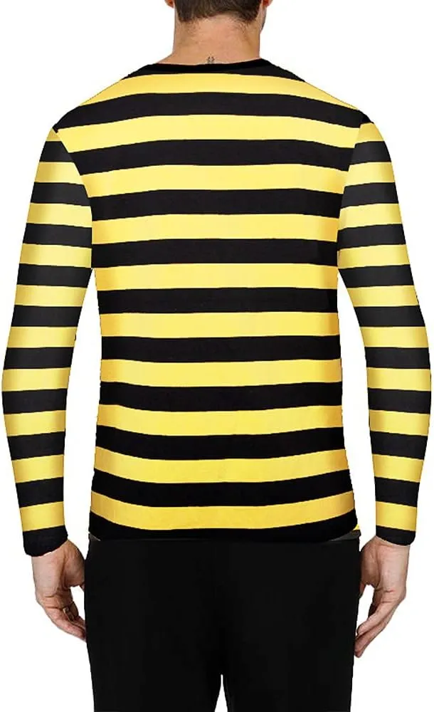 Men's Red White Striped Shirt Waldo Costume Halloween Robber Costume Pugsley Addams Black White Striped T-Shirt Top