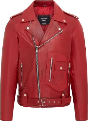 Mens Retro Brando Quilted Leather Biker Jacket Vintage Motorcycle Style