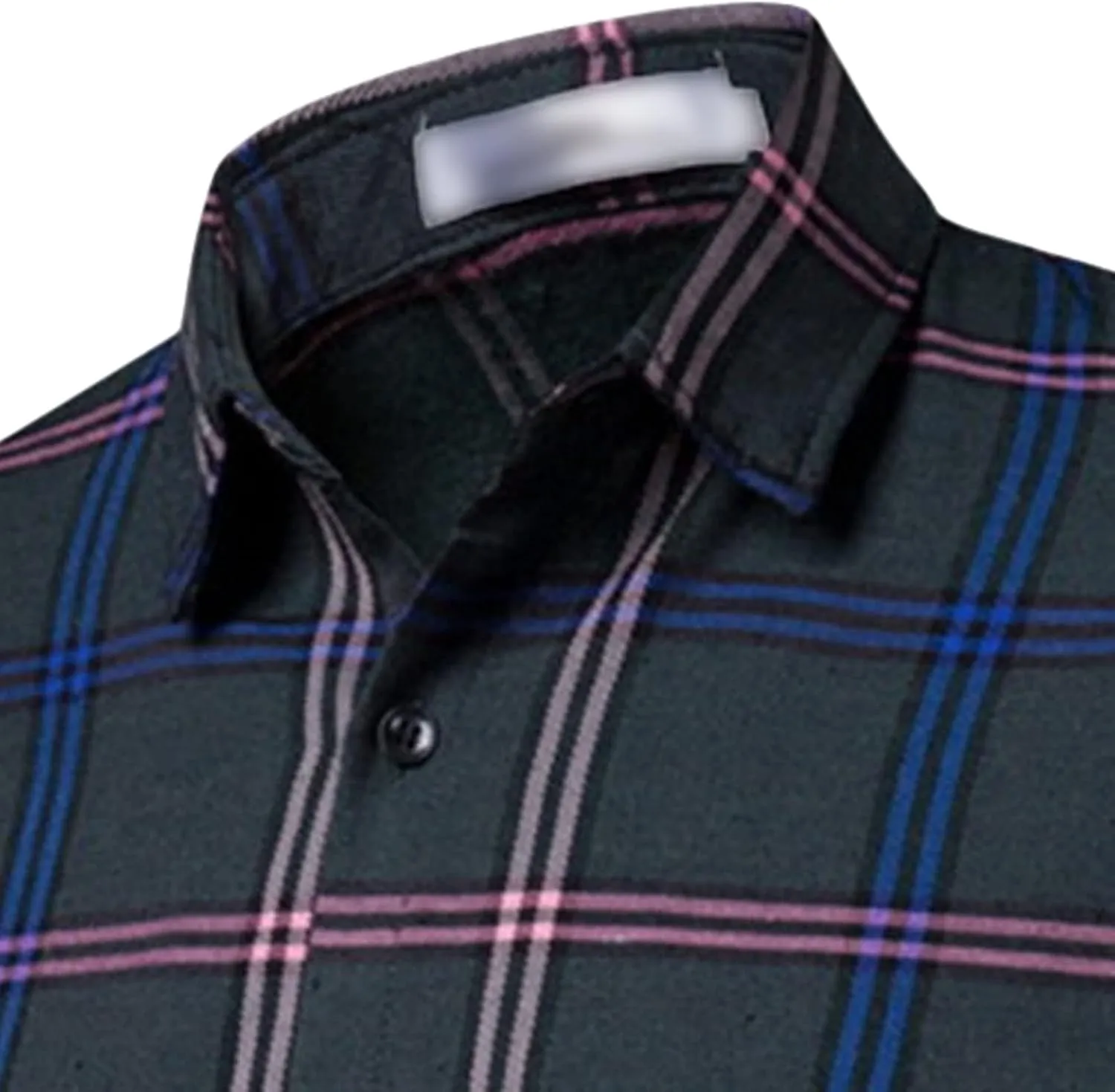 Men's Slim Long Sleeve Plaid Shirt Casual Plaid Button Up Shirts Regular Fashion Button Down Dress Shirt