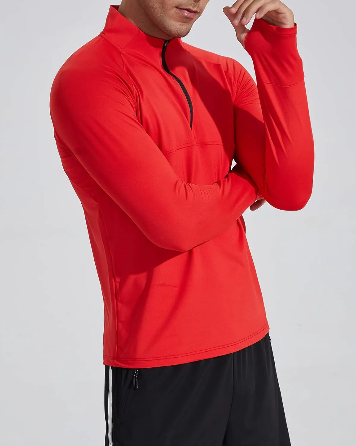 Men's Sports Shirts 1/4 Zip Long Sleeve Running Pullover Tops, Quick Dry Workout Shirts for Gym Athletic Basketball