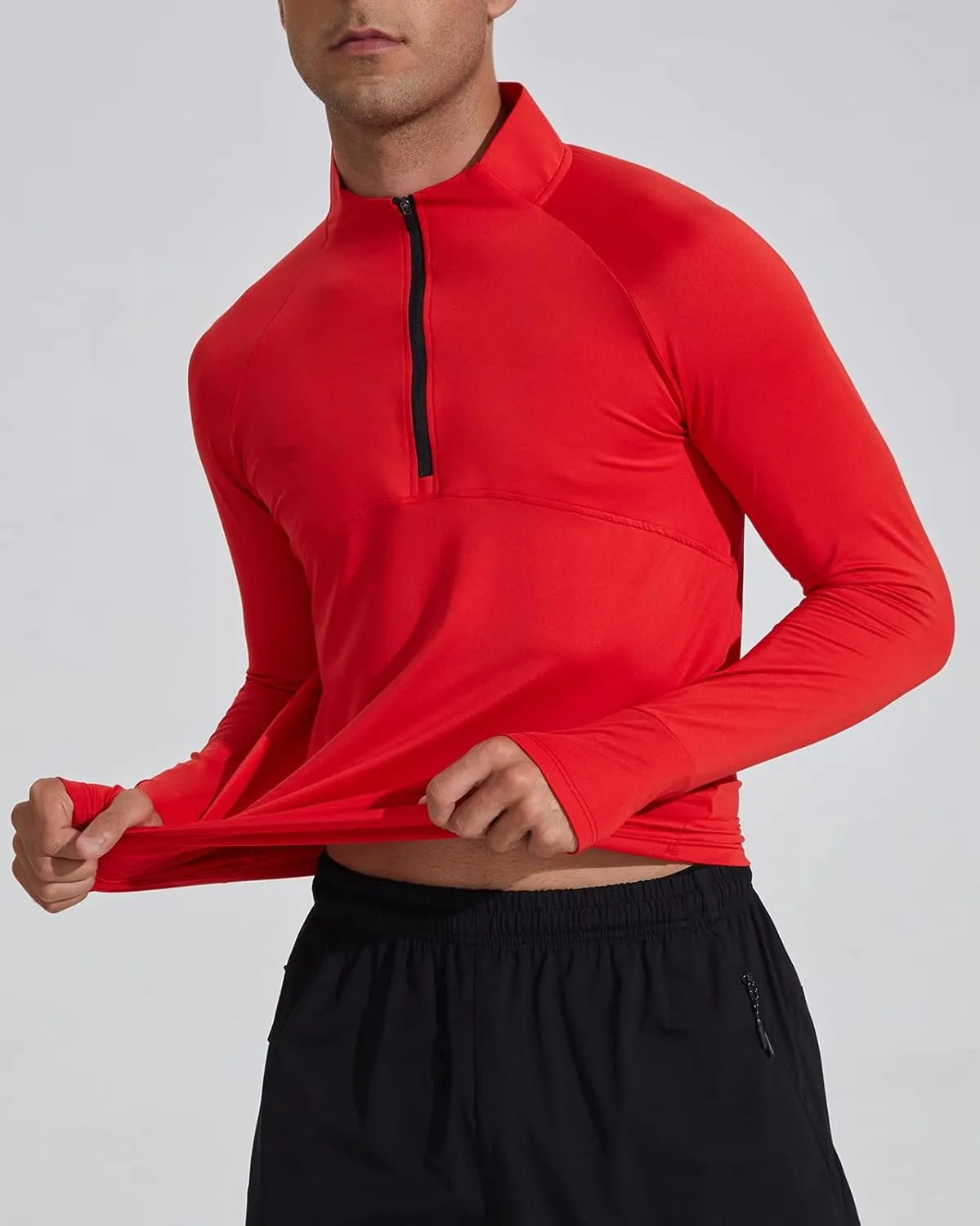 Men's Sports Shirts 1/4 Zip Long Sleeve Running Pullover Tops, Quick Dry Workout Shirts for Gym Athletic Basketball