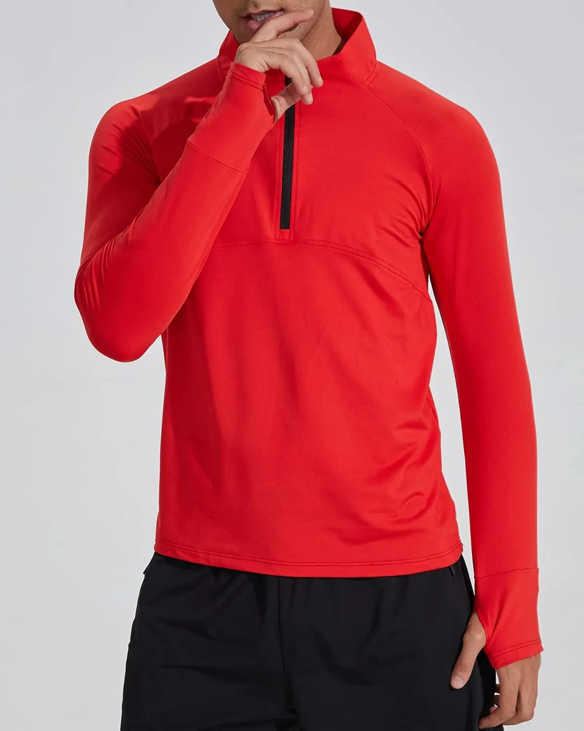 Men's Sports Shirts 1/4 Zip Long Sleeve Running Pullover Tops, Quick Dry Workout Shirts for Gym Athletic Basketball