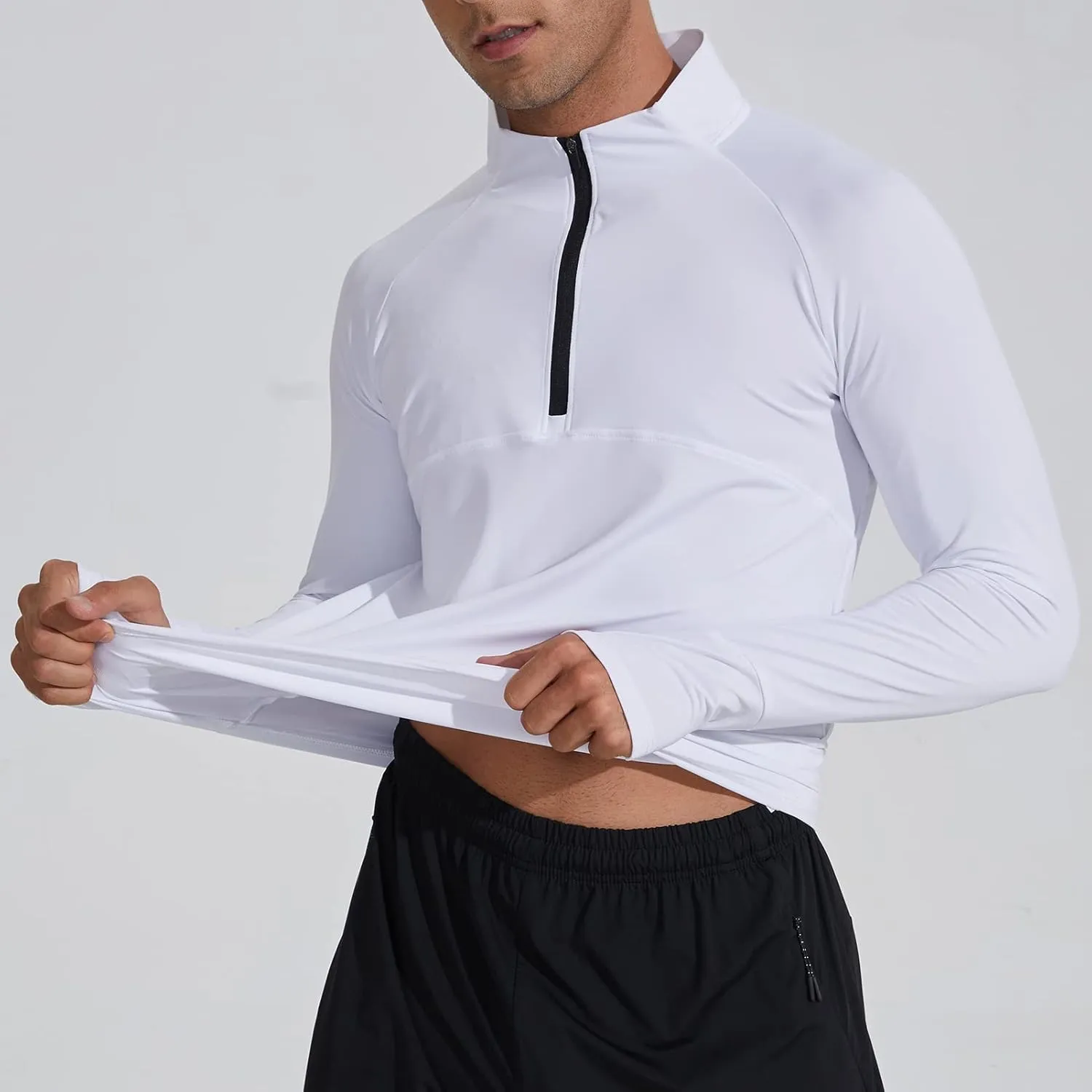 Men's Sports Shirts 1/4 Zip Long Sleeve Running Pullover Tops, Quick Dry Workout Shirts for Gym Athletic Basketball