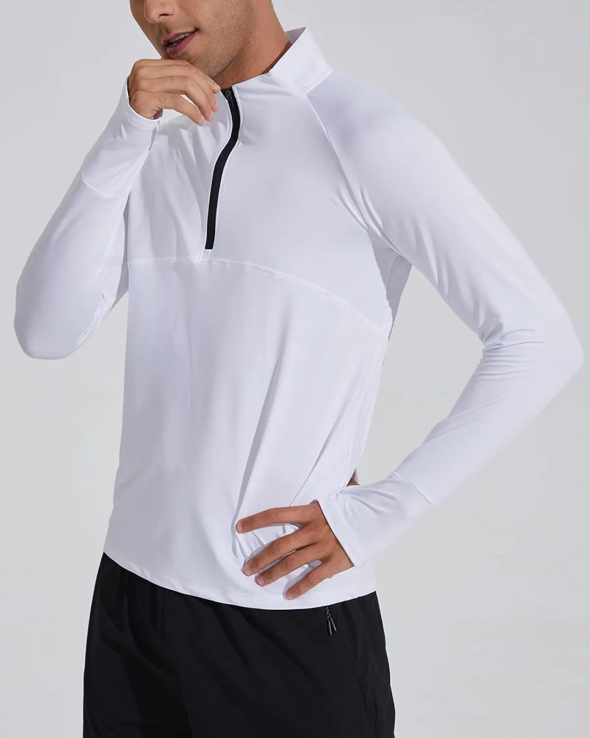 Men's Sports Shirts 1/4 Zip Long Sleeve Running Pullover Tops, Quick Dry Workout Shirts for Gym Athletic Basketball
