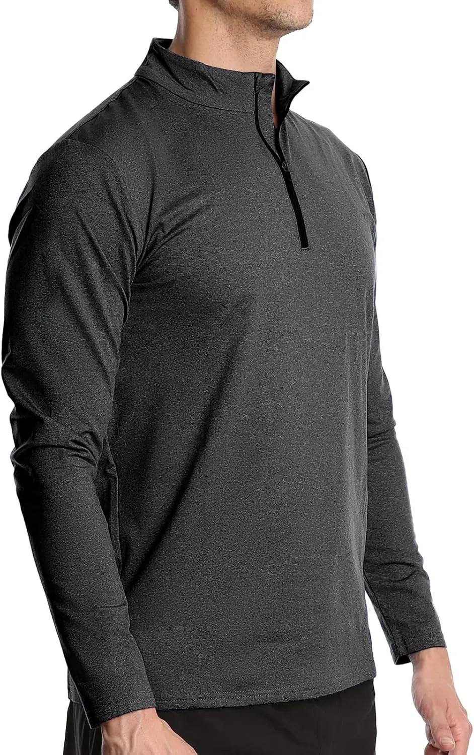 Men's Sports Shirts 1/4 Zip Long Sleeve Running Workout Pullover Tops, Quick Dry Active Shirts for Gym Basketball Athletic