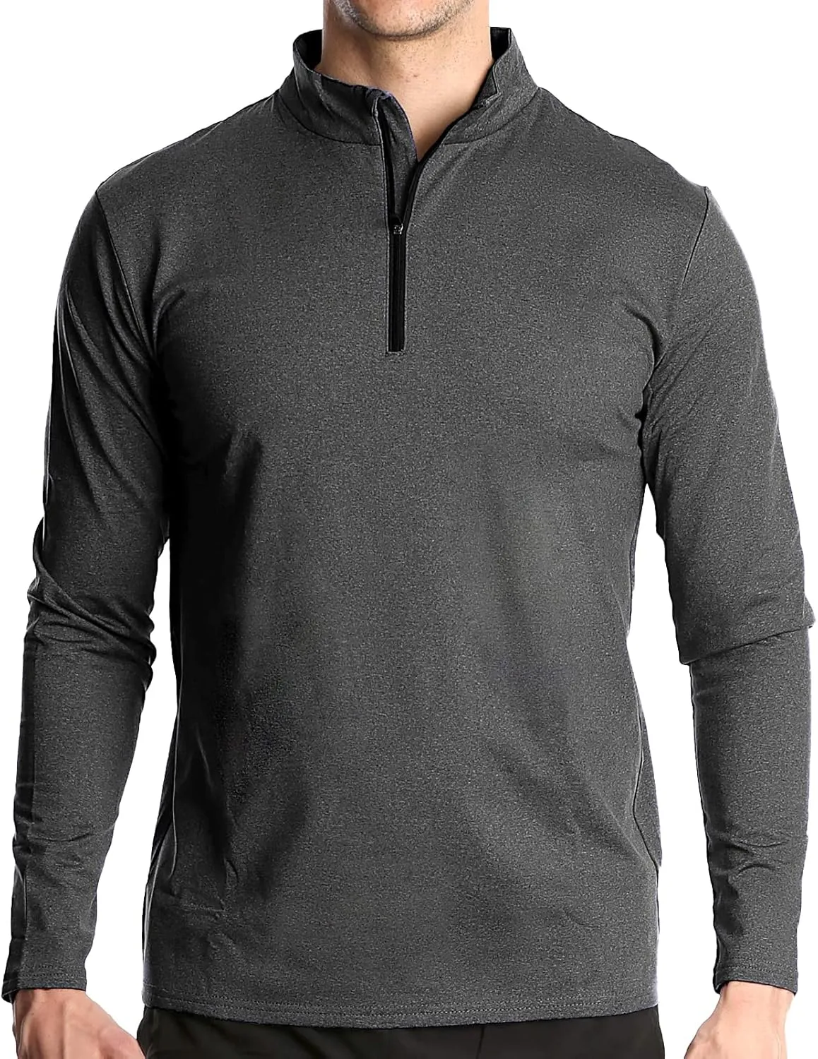 Men's Sports Shirts 1/4 Zip Long Sleeve Running Workout Pullover Tops, Quick Dry Active Shirts for Gym Basketball Athletic