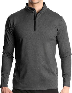 Men's Sports Shirts 1/4 Zip Long Sleeve Running Workout Pullover Tops, Quick Dry Active Shirts for Gym Basketball Athletic