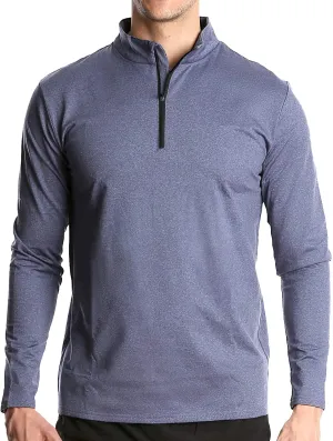 Men's Sports Shirts 1/4 Zip Long Sleeve Running Workout Pullover Tops, Quick Dry Active Shirts for Gym Basketball Athletic