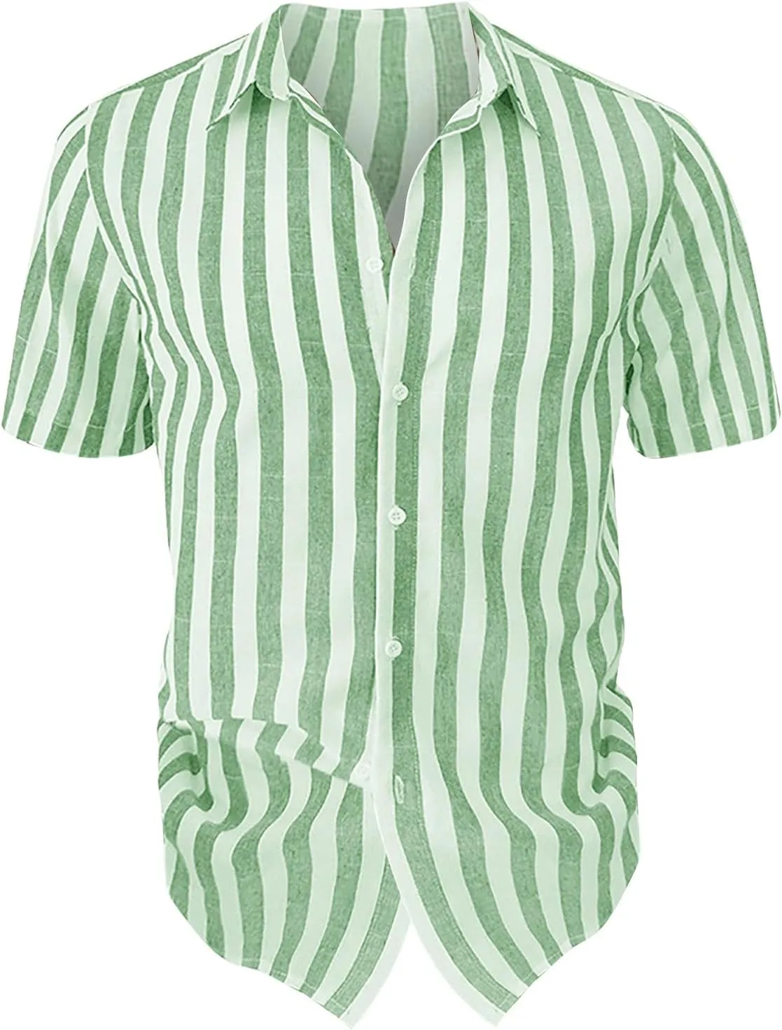 Mens Stripe Shirts, Cotton Bowling Shirts for Men Short Sleeve Button Down Shirts Tropical Holiday Beach Shirts