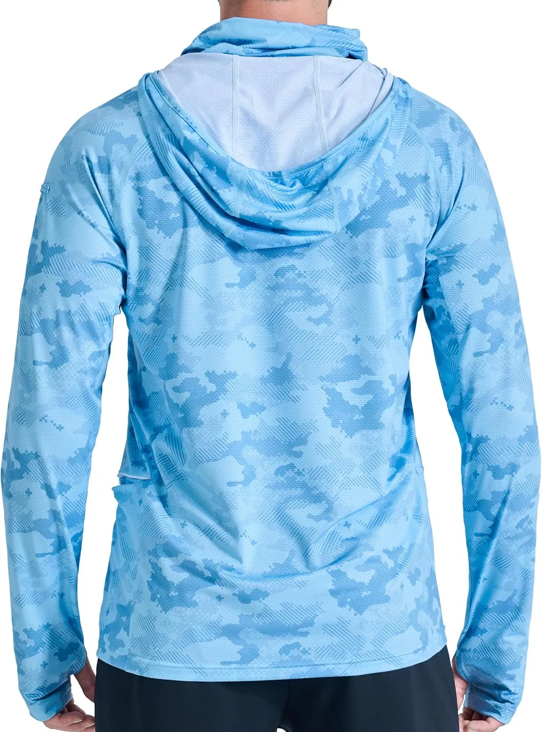 Men's Sun Protection Fishing Shirts UPF 50  Lightweight Hoodie Long Sleeve UV SPF Hooded Shirts with Mask Rash Guard