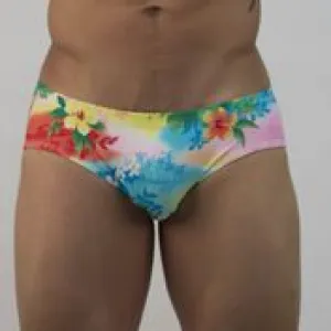 Men's Swim Brief - Yellow Tropical