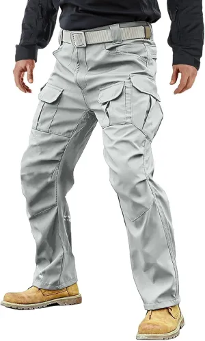 Mens Tactical Pants Hiking Camouflage Stretch Pant Cargo Work Moisture Wicking Pants with Pockets