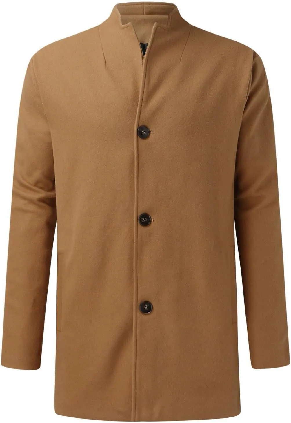 Mens Trench Coat Notched Collar Single Breasted Peacoat Winter Overcoat With Pockets Windbreaker Warm Jackets