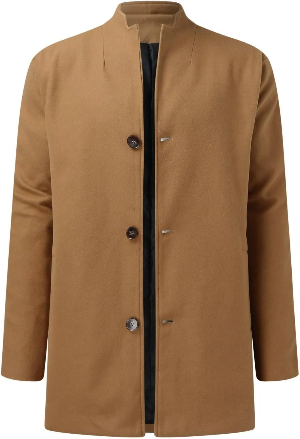 Mens Trench Coat Notched Collar Single Breasted Peacoat Winter Overcoat With Pockets Windbreaker Warm Jackets
