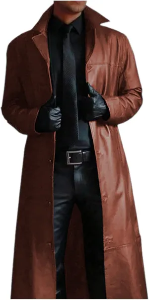 Men's Trench Coat Slim Fit Notch Lapel Single Breasted Overcoat Winter Warm Cotton Business Long Jacket Windbreaker