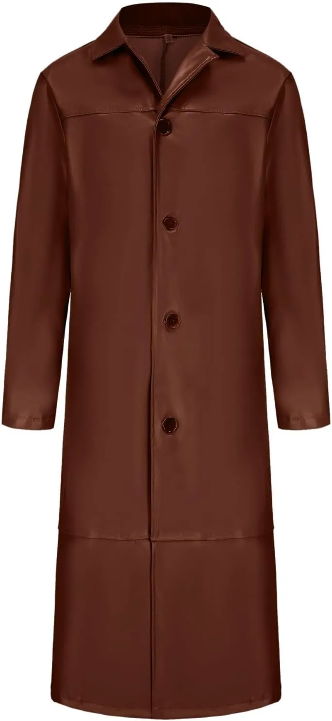Men's Trench Coat Slim Fit Notch Lapel Single Breasted Overcoat Winter Warm Cotton Business Long Jacket Windbreaker