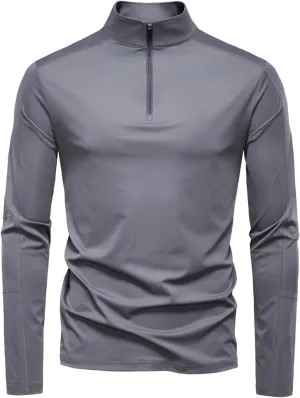Men's UPF 50  Sun Shirts 1/4 Zip Long Sleeve Fishing Running Rash Guard T-Shirts Outdoor Lightweight UV Protection Top