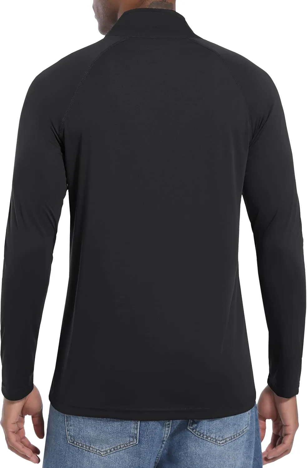 Mens UPF50  Sun Shirts Uv Protection Long Sleeve Rush Guard 1/4 Zip Lightweight Quick Dry Athletic T-Shirts