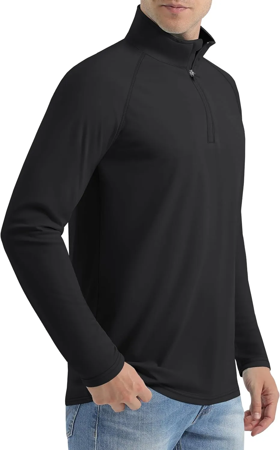 Mens UPF50  Sun Shirts Uv Protection Long Sleeve Rush Guard 1/4 Zip Lightweight Quick Dry Athletic T-Shirts