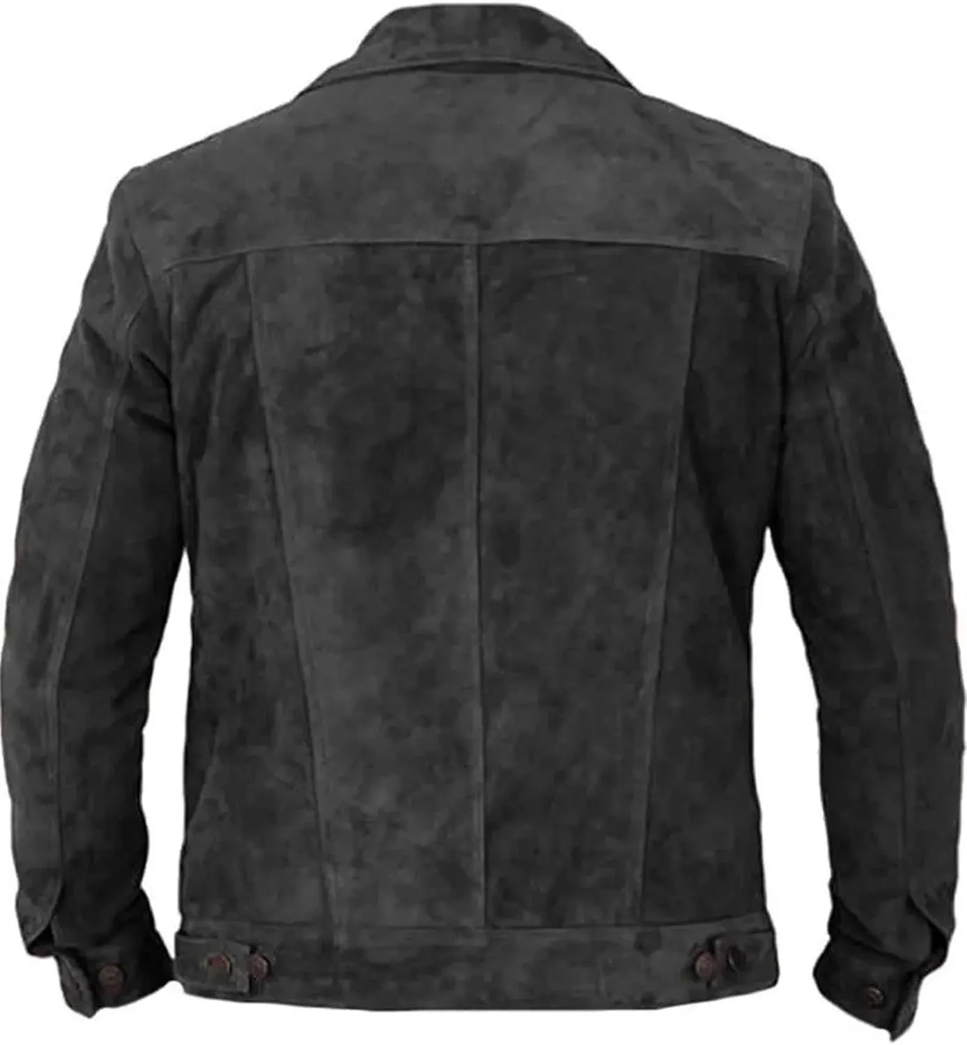 Men's Western Trucker Leather Smart Fitted Denim Shirt Style Stud Button Jacket