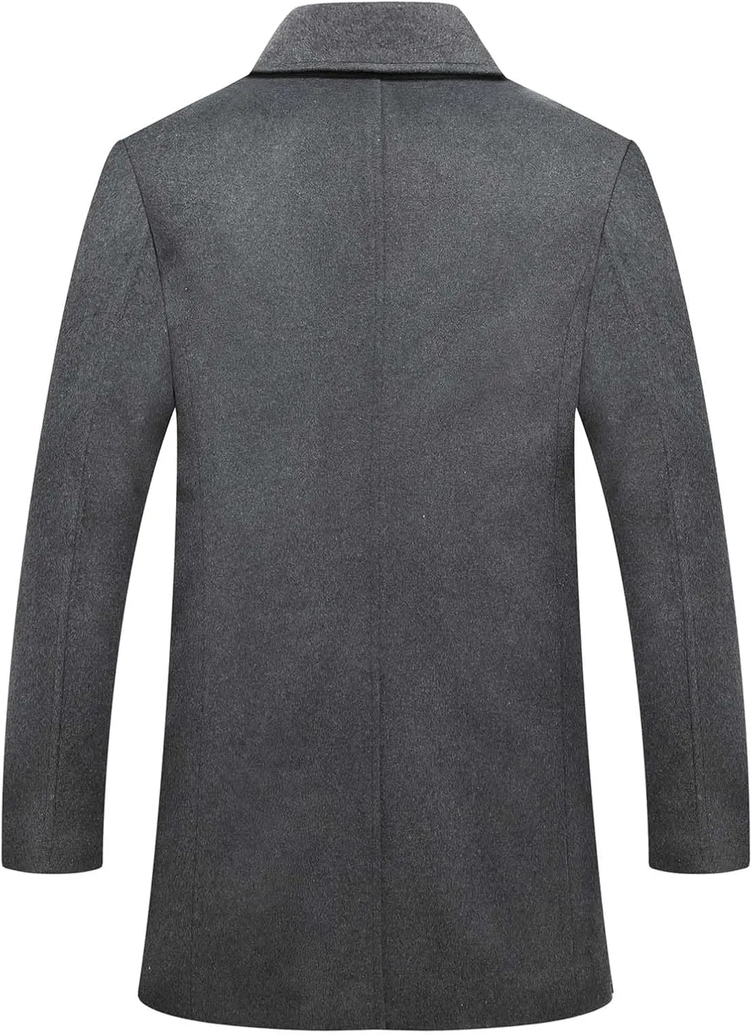 Men's Winter Coat Wool Blend Trench Overcoat Casual Double Breasted Long Pea Topcoat
