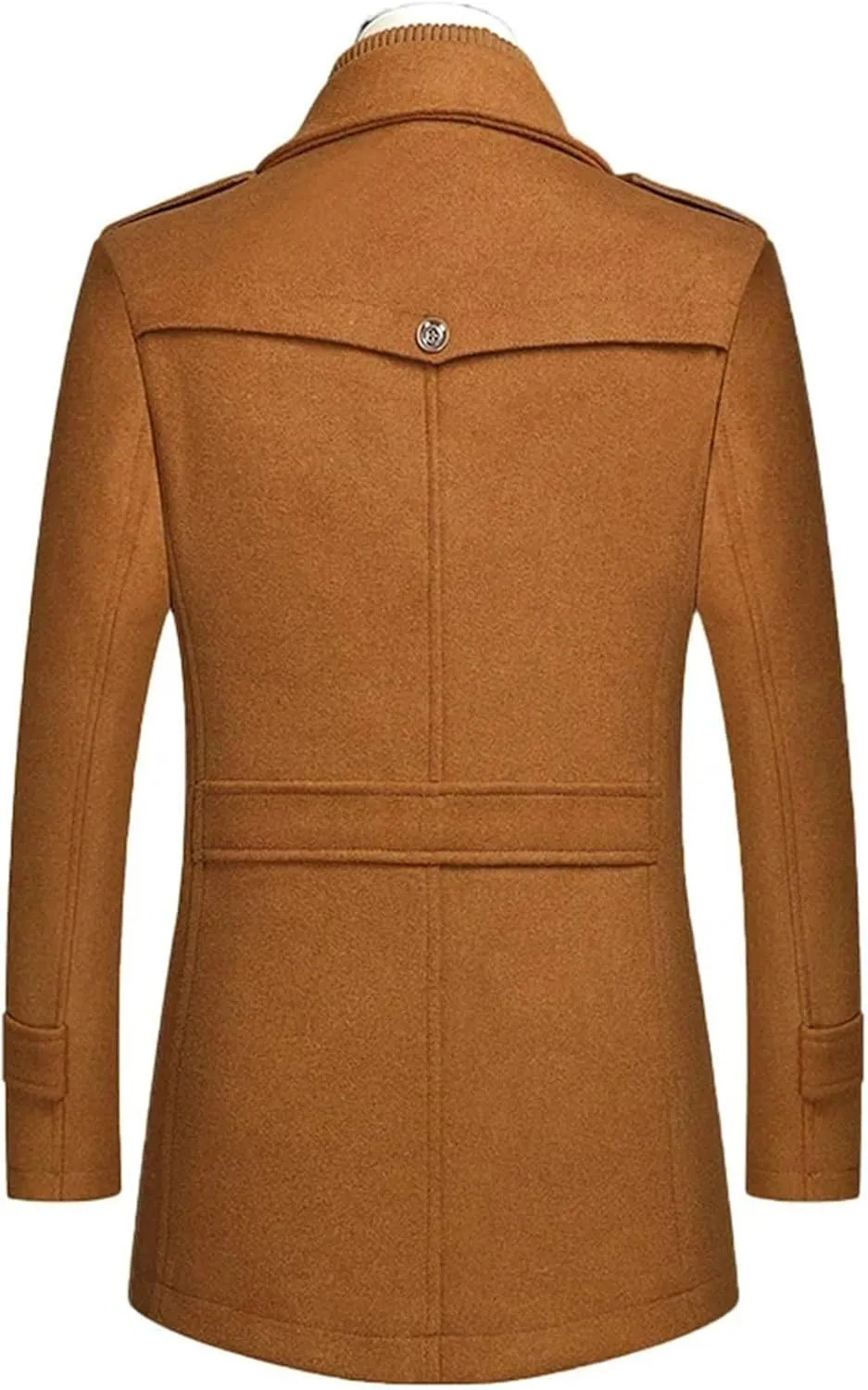 Men's Winter Wool Coats Fashion Middle Long Scarf Collar Cotton-Padded Thick Warm Woolen Jacket