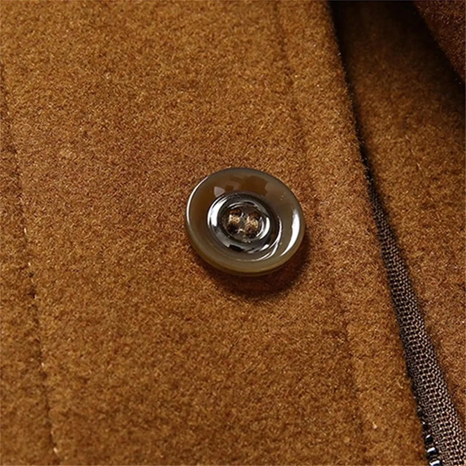 Men's Winter Wool Coats Fashion Middle Long Scarf Collar Cotton-Padded Thick Warm Woolen Jacket