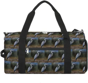 Mens Womens Gym Bag, Heron Print Duffle Bags,travel Gym Duffle Bag,garment Duffle Bag,gym Bag with Shoe Compartment