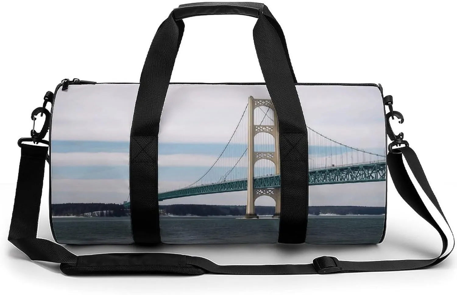 Mens Womens Gym Bag, Mackinac Suspension Bridge Print Duffle Bags,travel Gym Duffle Bag,garment Duffle Bag,gym Bag with Shoe Compartment