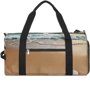 Mens Womens Gym Bag, Ocean Beach Theme Print Duffle Bags,travel Gym Duffle Bag,garment Duffle Bag,gym Bag with Shoe Compartment