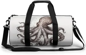 Mens Womens Gym Bag, Octopus Print Duffle Bags,travel Gym Duffle Bag,garment Duffle Bag,gym Bag with Shoe Compartment, 17.7in/9in/9in