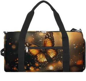 Mens Womens Gym Bag, Orange Butterfly Print Duffle Bags,travel Gym Duffle Bag,garment Duffle Bag,gym Bag with Shoe Compartment