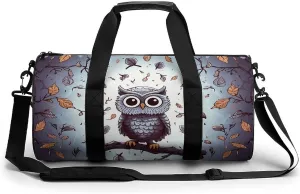 Mens Womens Gym Bag, Owl Tree Branches Print Duffle Bags,travel Gym Duffle Bag,garment Duffle Bag,gym Bag with Shoe Compartment