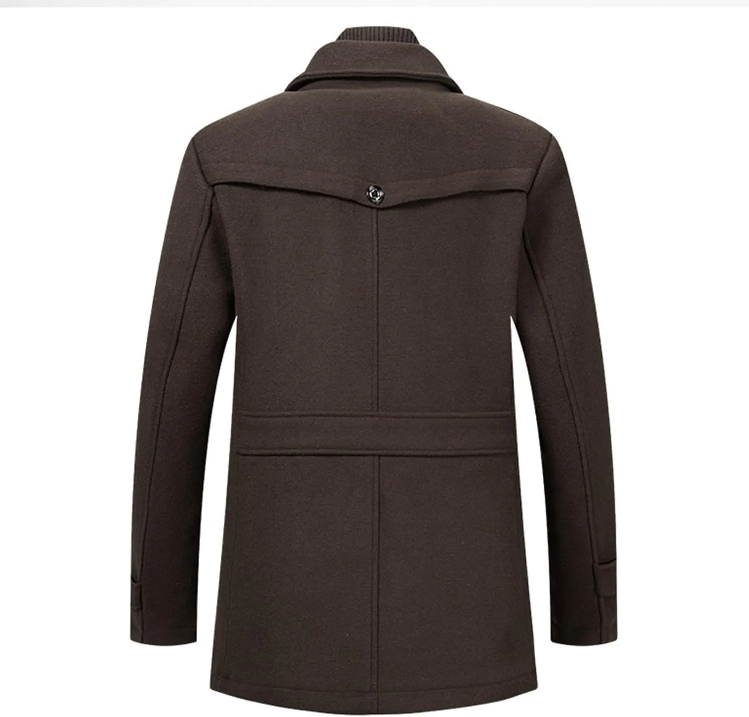 Men's Wool Blend Coats with Detachable Zipper Winter Warm Jakcet Single Breasted Business Windbreaker Pea Coat