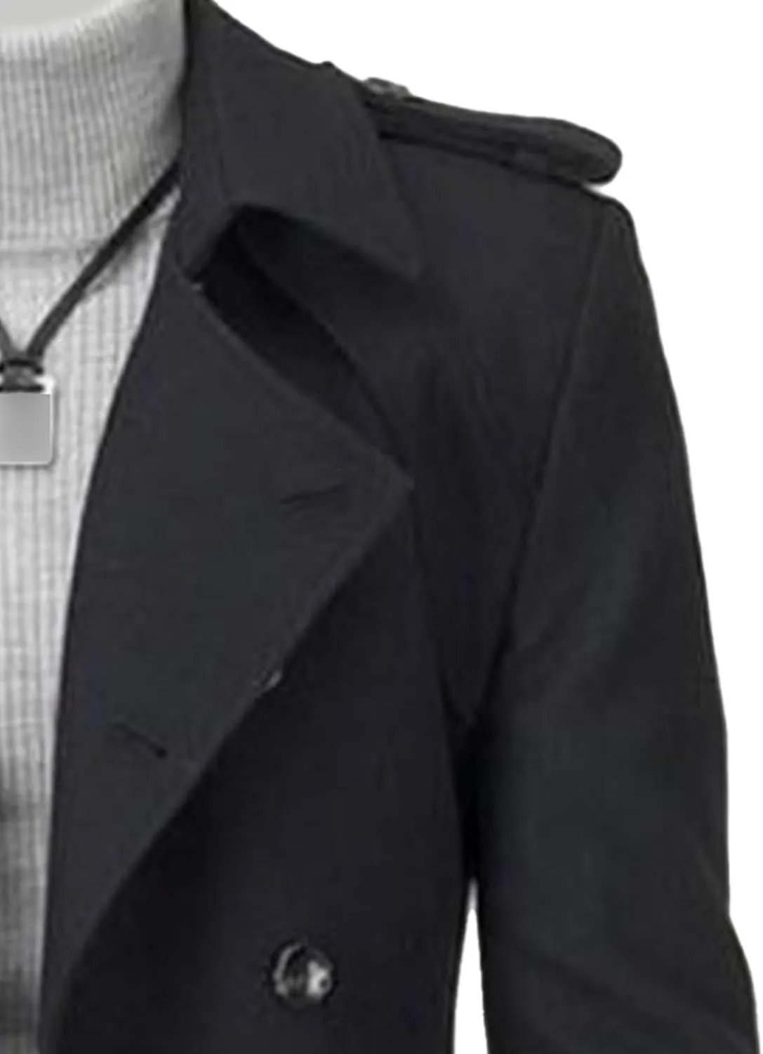 Men's Wool Blend Pea Coat Warm Winter Business Trench Coat Jackets Notched Band Collar Double Breasted Overcoat