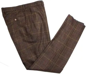 Mens Wool Blend Tweed Slim Fit Check Plaid Casual Dress Suit Separate Pant
