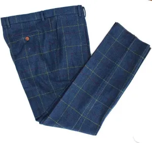 Mens Wool Blend Tweed Slim Fit Check Plaid Casual Dress Suit Separate Pant