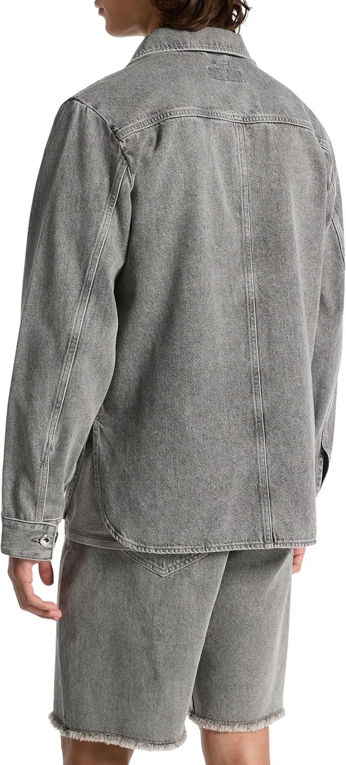 Michael Kors Men's Curved Hem Denim Shirt Jacket