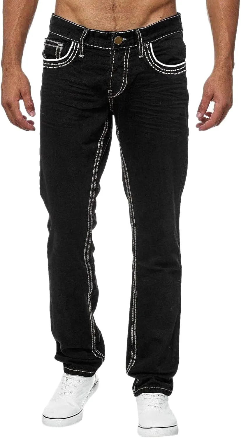 MIDOO Big and Tall Jeans for Men Loose Fit Elastic Waist Denim Pants Lightweight Skinny Jeans Tapered Leg Trousers
