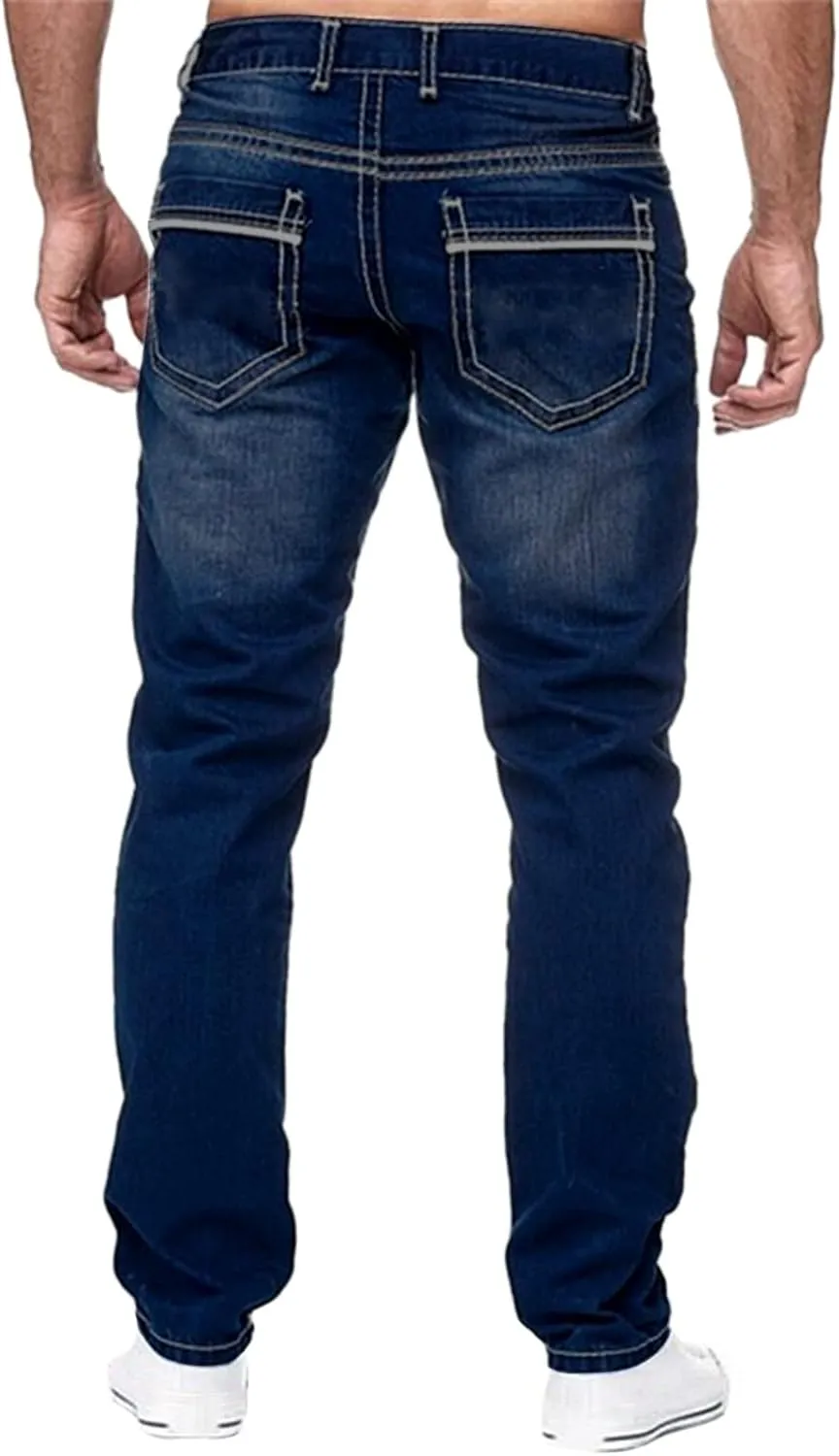 MIDOO Big and Tall Jeans for Men Loose Fit Elastic Waist Denim Pants Lightweight Skinny Jeans Tapered Leg Trousers