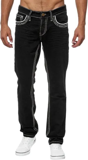 MIDOO Big and Tall Jeans for Men Loose Fit Elastic Waist Denim Pants Lightweight Skinny Jeans Tapered Leg Trousers